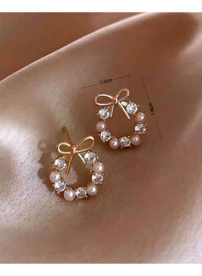 يوكانبي أقراط نسائية على شكل فيونكة بإبرة فضة S925 – تصميم أنيق وبسيط - Image 3
